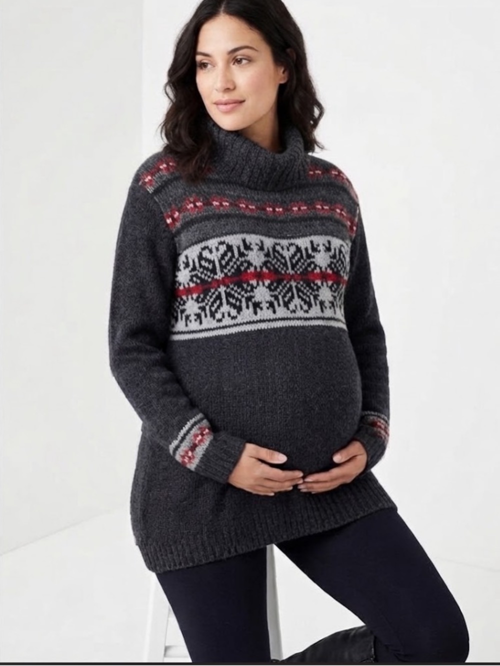 HOLIDAY SWEATER Baby & Me NORDIC Christmas Fair Isle WOOL Mock NECK XMAS AULANI